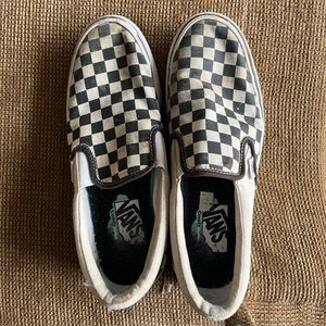 Black and White Checkered Slip On Vans